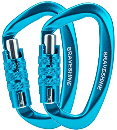 BRAVESHINE 12kN Twist Lock Karabinerhaken groß 80mm stabil | große Karabiner aus 7075 Flugzeugaluminium, belastbar bis 1200kg für Hundeleine, Schaukel, Hängematte, Sonnensegel, 2 Stück