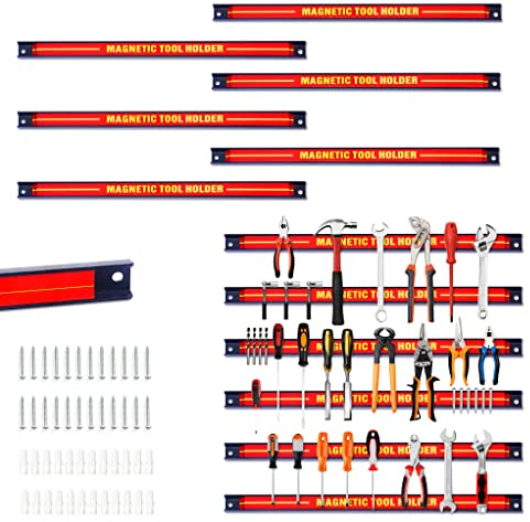 GIANTEX Magnetleiste Werkzeug 12x 46cm Magnetschiene Magnet Werkzeughalter | 10kg Tragkraft pro Leiste, inkl. Montagematerial, Magnethalter Werkzeug, Werkzeughalter Magnetisch, Magnet Leiste Werkstatt