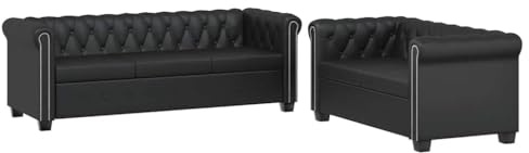vidaXL Chesterfield-Sofas 2-Sitzer und 3-Sitzer Kunstleder Schwarz