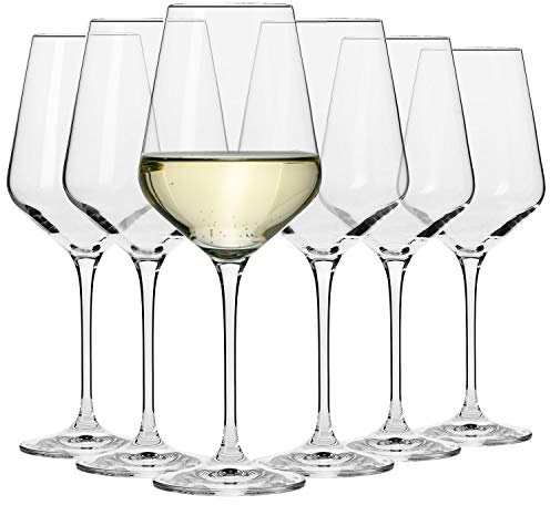 Krosno Große Weißweingläser | Set von 6 | 390 ML | Avant-Garde Kollektion | Bleifreies Kristallglas | Für Zuhause, Restaurants & Partys | Spülmaschinenfest