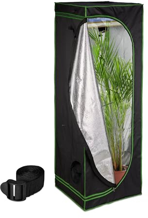 Relaxdays Growzelt, reflektierende Innenfolie, lichtundurchlässig, Indoor Zuchtzelt, Größenauswahl, schwarz/grün