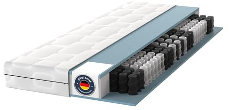 BMM Matratze 90x200 cm Ortho Medic Taschenfederkernmatratze Härtegrad H4 ergonomische 7 Zonen Matratze Höhe 21 cm Deutsche Produktentwicklung