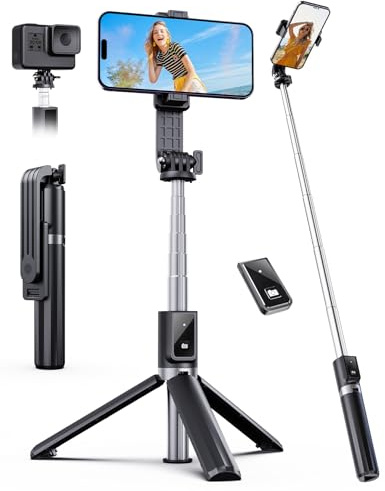 ANXRE Selfie Stick Halter mit FernauslöSer, 360° Drehbarer Tragbar 106cm Handystativhalter Stativbeine Compatible with iPhone Samsung Android Smartphone