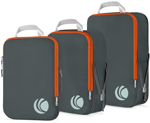 Cipway Kompressions-Packwürfel-Set, ultraleicht, erweiterbar, Reisepack-Organizer für Handgepäck (grau, 3 Stück)
