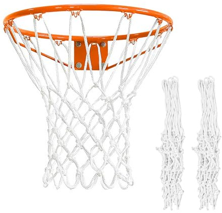Yooyan 2 Stück Basketballnetz, Basketball Ersatz Netz für Standard 12 Schlaufen Basketballkorbnetz, Basketball Netz für Basketballkorb Drinnen und Draußen (Weiß)