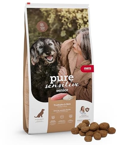 MERA Pure Sensitive Senior Truthahn & Reis 12,5kg für ältere Hunde | Hochwertige Rezeptur mit hohem Fleischanteil - Alleinfuttermittel, magenschonend, leicht verdaulich, Familienunternehmen