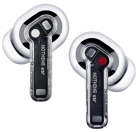 Nothing Ear kopfhörer kabellos Bluetooth mit Hi-Res-Audio, Aktive Geräuschunterdrückung, Fortgeschrittener Equalizer, und bis zu 40,5 Stunden Wiedergabezeit - Weiß