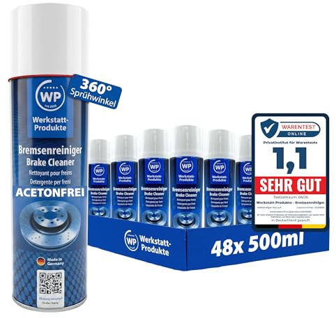 48x Bremsenreiniger 500 ml Acetonfrei Teilereiniger für Auto, Motorrad, Fahrrad & Werkstatt - entfettet rückstandsfrei, 360° Sprühventil, silikonfrei