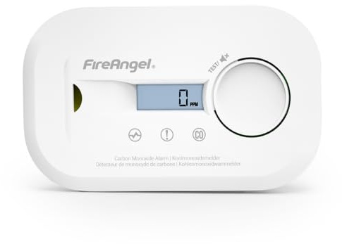 FireAngel FA6812 Kohlenmonoxid Melder, Tragbarer CO Melder mit LCD Anzeige – Mit 10-Jahres-Sensor - Für Zuhause, Reisen & Wohnwagen