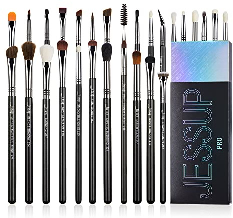 Jessup Professionelles Augenpinsel Set 28tlg Lidschatten Eyeliner T341 | Beschriftete Augenpinsel, weiche Synthetikfasern, präzise Farbplatzierung für natürliche und kreative Looks