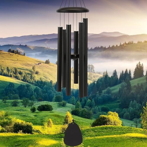 Windspiele FüR DraußEn HäNgend Windspiele - 6 RöHren Chimes FüR Garten, Balkon,Windspiel Garten -Gartendekoration Klangspiel(32 "Schwarz)