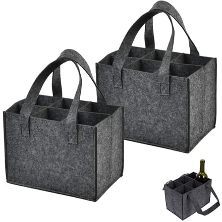 MQWDGJ 2 Stück Filz Flaschenkorb für 6 Flaschen, Robuster Getränketräger als Männerhandtasche – Perfekt für Picknick, Party & Outdoor