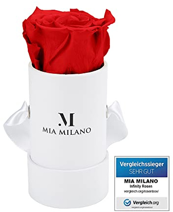 Mia Milano Infinity Rose Weiß für Sie | 5 Jahre haltbar | Rosenbox mit echter konservierter Rose | Handgefertigt in Deutschland