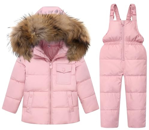Kinder Winter Puffer Jacke und Schneehose 2-teiliges Schneeanzug Skisuit Set, Pink