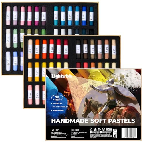 LIGHTWISH Professionelle Pastellkreiden Set, 72 Farben Extra-weiche | ungiftige Künstlerkreiden zum Zeichnen, Malen & Verwischen | hohe Deckkraft für Erwachsene & Anfänger, 72PCS