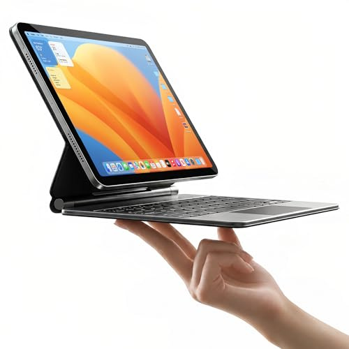 HOU iPad Air 5th &4th Generation Case mit Tastatur für iPad Pro 11 Zoll (4th / 3rd / 2nd / 1st) Gen 2022, Magic-Stand Tastaturhülle, Multi-Touch-Trackpad, QWERTZ,Schwarz