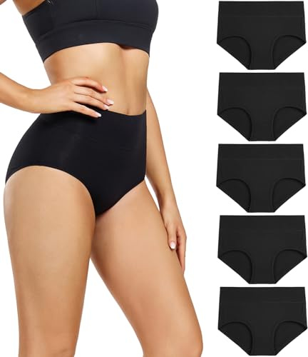 wirarpa Damen Unterhosen Baumwolle Slips Damen Unterwäsche Hohe Taille Taillenslip Weich Frauen 5er Pack
