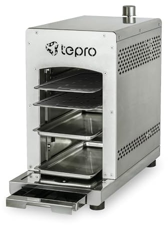 tepro Steakgrill Toronto, Keramikgrill-Infrarot Brenner / Gasgrill mit 3 kW Leistung, max. 800 Grad Gas, Piezozündung, Maße ca. 23 x 56 x 40,5 cm, Silber
