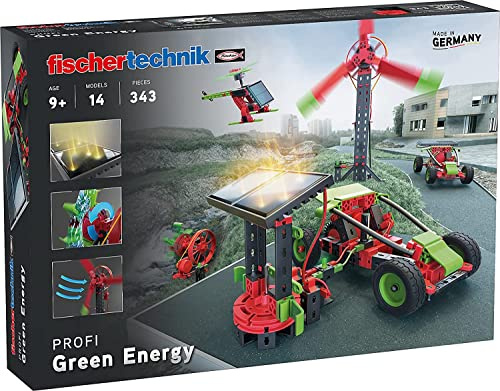 fischertechnik Green Energy Baukasten für Kinder ab 9 Jahren, 14 Modelle | Bausatz für Kinder zu erneuerbaren Energien 559879, Experimentierkasten für Solar, Windkraft und Wasserkraft, Made in Germany