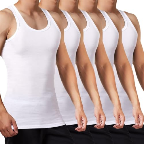 FALARY Unterhemd Herren 3/5er Pack Tank Top 100% Baumwolle Männer Weiß Schwarz Mehrfarbig alle Größen gekämmte Feinripp