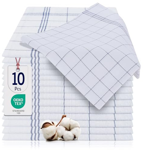 BARBONS Geschirrtücher 10er Set - Baumwolle 50x70 cm - Oeko-TEX Zertifiziert - Trockentücher Küchenhandtücher Küchentücher Geschirrhandtücher Blau