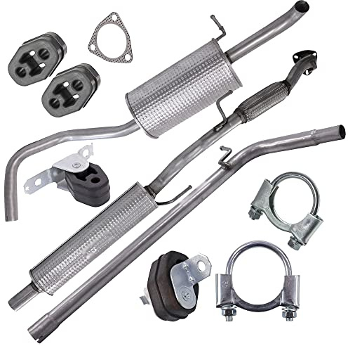BESTPRICE ATP Auspuff Schalldämpfer Set 1x Mittelschalldämpfer, 1x | Kompatibel mit: SEAT IBIZA III, IBIZA IV, IBIZA IV SC, IBIZA IV ST, SKODA FABIA I, FABIA I Stufenheck, FABIA II, VW POLO