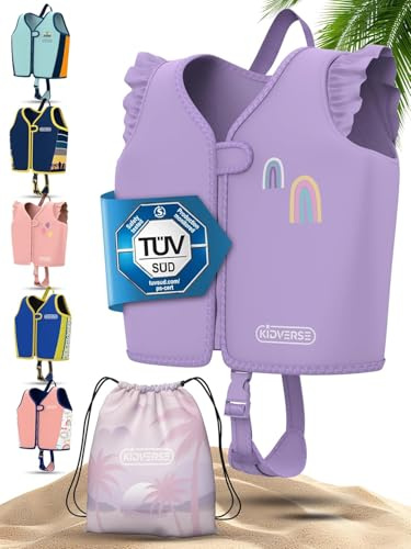 KIDVERSE Schwimmweste Kinder - TÜV geprüfte Schwimmhilfe für Kinder ab 2 Jahre mit verstellbarem Auftrieb & extra weichem Premium Neopren