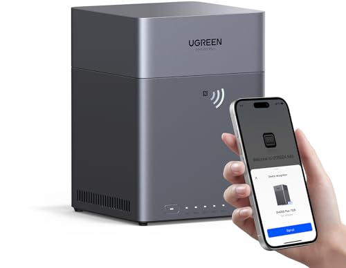 UGREEN NASync DH4300 Plus 4-Bay Desktop NAS, 2,5 GbE-LAN-Port, 8GB LPDDR4X RAM, NFC EIN-Berührungs-Verbindung, KI Familien und Babyalbum, Persönliche Cloud für Heim/Office (Ohne HDD)