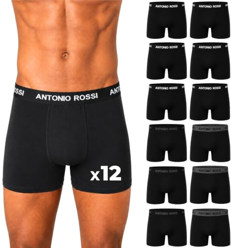 Antonio Rossi 12er-Pack Boxershorts Herren Baumwolle, Stretch-Bund