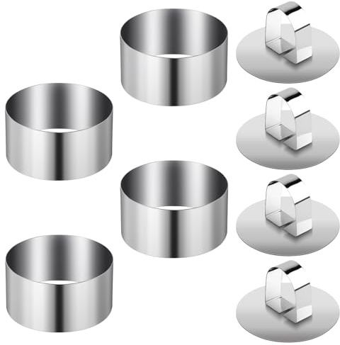 RUGLAMZHIP 4 STK Edelstahl Dessertringe 8cm | Spülmaschinenfest, Backfest, Vielseitig Für Mousse, Torten Und Cremes; Ideal Für Hobbybäcker Und Profis.