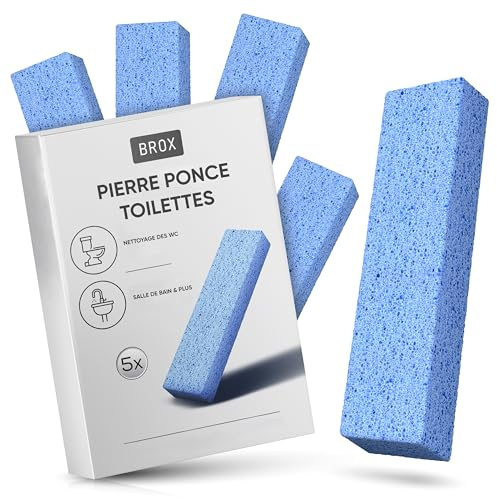 BROX Bimsstein WC Reinigungsstein, Blau, 5 Stück | Effektiver Kalk & Urinsteinentferner, Pumice Stone für WC-Schüsseln & Bad, Toilettenreiniger extra stark, Putzstein Toilette