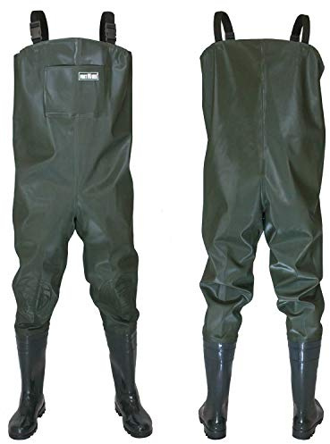 Wathose Herren Anglerhose mit Stiefel Gr 38-47 wasserdichte Watthosen Teich Fischer Watstiefel Hose (47)