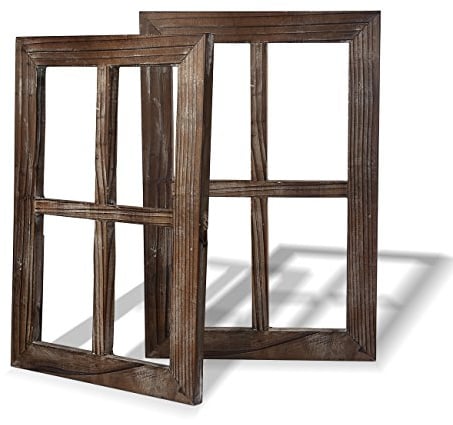 BESTOOL Wand Vintage Holzfensterrahmen Punk Antique Home Dekoration Deko für Zuhause oder im Freien, Nicht für Bilder, 2 Stück (40 X 28 cm) (Brau)
