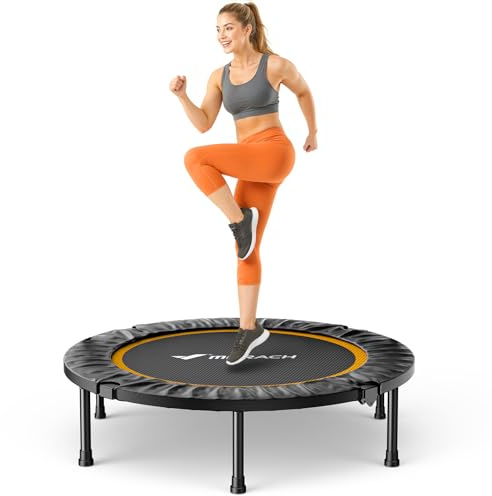 MERACH Mini Trampolin - 102cm/122cm Fitness Trampolin Faltbar, Maximale Belastung 150 KG, Trampoline für Bewegungstraining Leise