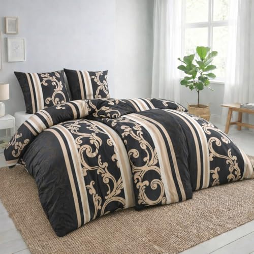 MALIKA Bettwäsche 135x200 4 teilig | ÖkoTex Zertifiziert & für Allergiker geeignet | Bettwäsche Set mit je 2 Bettbezügen 135 x 200 & Kissenbezügen 80x80 | modern | Größe:2X 135x200 + 2X 80x80 cm