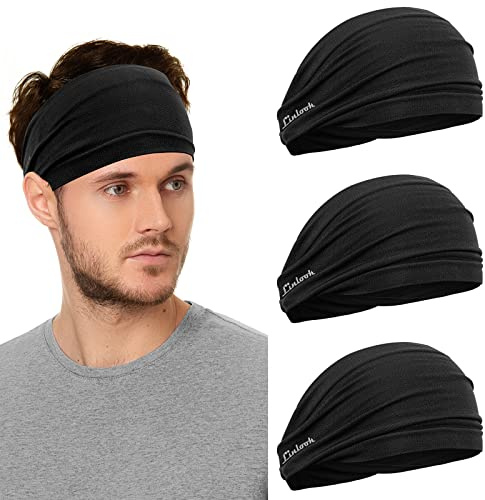 Linlook Sport Stirnband für Herren und Damen - Breit Schweißband für Fitness Joggen Laufen Radfahren Wandern Crossfit und Yoga - Hoch Dehnbar Haarband für Damen und Herren