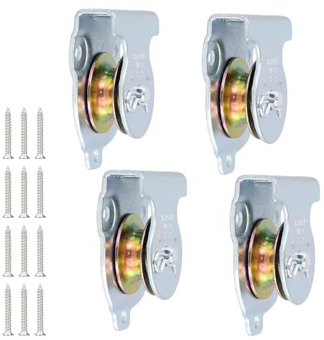 NAMYEUT 4 Stück 37mm Umlenkrollen für Seile, Stahlseil Umlenkrolle mit Schrauben, Seilrolle Umlenkrolle, Rollenrad Flaschenzug für Seile Stahlseil, Tragkraft 190kg