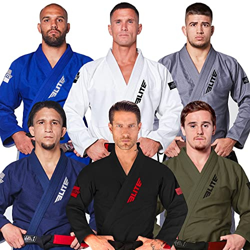 Elite Sports BJJ GI für Herren IBJJF Kimono BJJ Jiujitsu GIS mit sanforisiertem Stoff und Gürtel (siehe spezielle GröÃŸentabelle) (Premium White, 2)