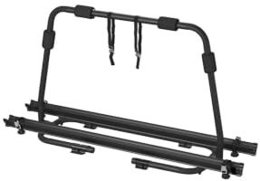 Deichsel ProPlus Fahrradträger schwarz | Aluminium-Deichselträger mit Kippfunktion für 2 Fahrräder bis 52 mm Reifenbreite. Ideal für Wohnwagen und Wohnmobile.