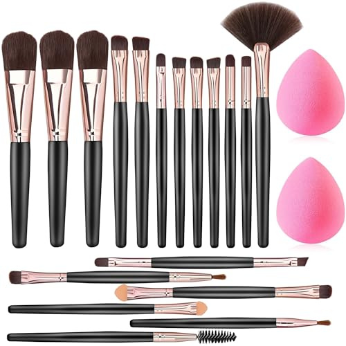 vonsera 20 Stück Pinselset Makeup Professionelle, Make-up Pinsel Set - Eyeshadow/Concealer/Schmink/Puder Foundation/Lidschatten Pinsel + Make up Schwamm, Ideal für Anfänger & Profis