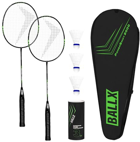 BallX Badminton 2er Set [INKL. FEDERBÄLLE & Tasche] - Freizeit Federballset - Schläger Set - Badmintonschläger & Federbälle für Erwachsene