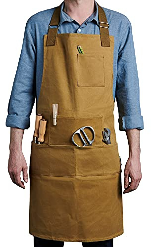 Case4Life - Gartenschürze aus gewachstem Segeltuch – verstellbare Taille und Hals – vielseitig einsetzbar für Gartengeräte, Heimwerker, Holzarbeiten, Tischler, Künstler – Unisex, strapazierfähig und
