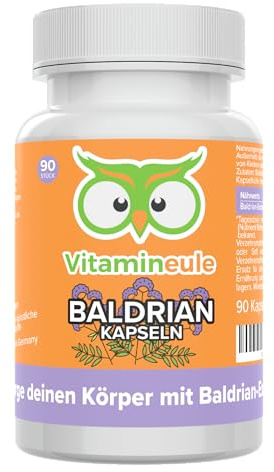 Baldrian Kapseln - hochdosiert 2000 mg (500 mg 4:1 Extrakt) - bioaktiv & vegan - Produktion in Deutschland - für die Nacht-Routine vor dem Schlaf - ohne Zusatzstoffe - Vitamineule®