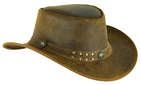Leatherick Cowboyhut Echtes Wildleder im australischen Stil Western Outback Buschlederhut