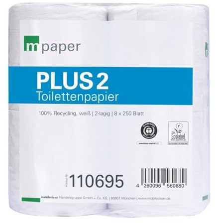 CleanClub Toilettenpapier – 2-lagig, weiß – 64 Rollen Klopapier x 250 Blatt – extra weiches WC-Papier für Zuhause & Büro