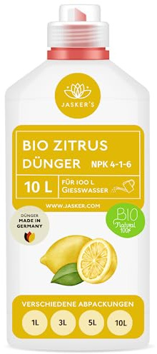JASKER'S Bio Zitrusdünger 10 Liter Konzentrat - Zitronendünger für 2000 Liter Gießwasser - 100% organischer Dünger - Zitrusdünger flüssig - Zitronenbaum-Dünger - Citrus Dünger flüssig