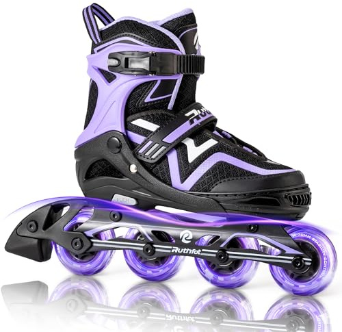 Ruthfot Verstellbare Inline Skates für Kinder Jungen und Mädchen, für Kinder von 6-12 Jahren Outdoor-Skates für Frauen und Männer