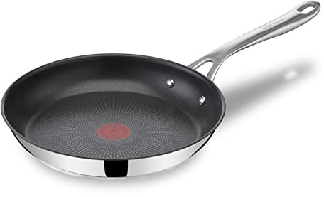 Tefal Jamie Oliver Cook's Direct On Bratpfanne 24 cm, Pfanne Induktion, Antihaftbeschichtung, Thermo-Signal bei idealer Brattemperatur, backofenfest, Edelstahlpfanne, genieteter Griff, E3040444