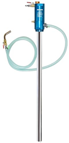 FIRSTINFO Druckluft-Fasspumpe 200L für hochviskoses Motoröl & Getriebeöl | Pneumatisch statt Handpumpe: NPT-Gewinde, 2m Schlauch, Druckregler, 30dB leise, auslaufsicher, für dünnes & zähes Öl