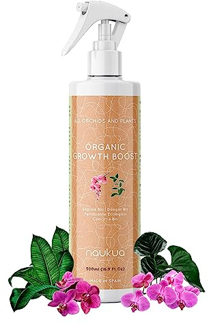 naukua 500ml Bio Orchideendünger - Revitalisierend und Verlängert die Blütezeit der Orchidee - 100% Natürlicher, ungiftiger FlüssigDünger & Wachstumsförderer - Innen & Außen - Gebrauchsfertiges Spray